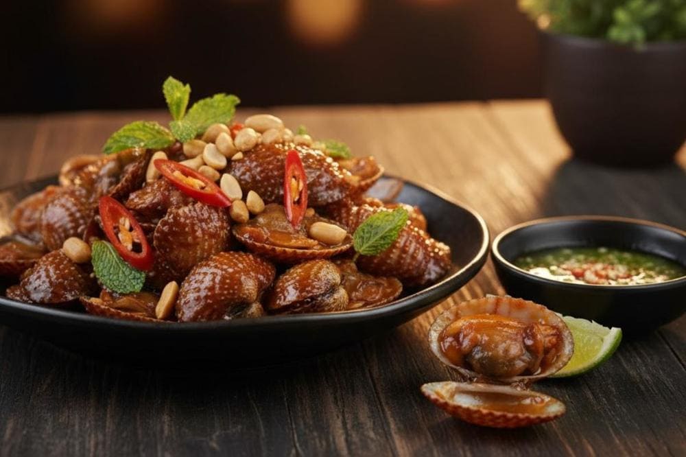 Thưởng thức sò huyết Thủy Triều hấp dẫn.